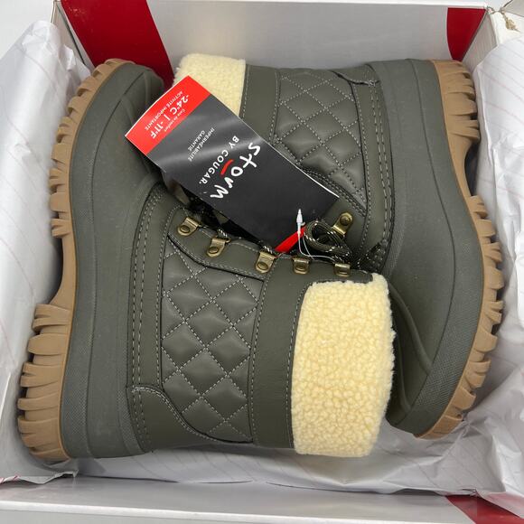 Cougar Waterproof Winter Boots Size 10Medium Green Olive Quilt Carlisle Lace Up - Picture 2 of 12